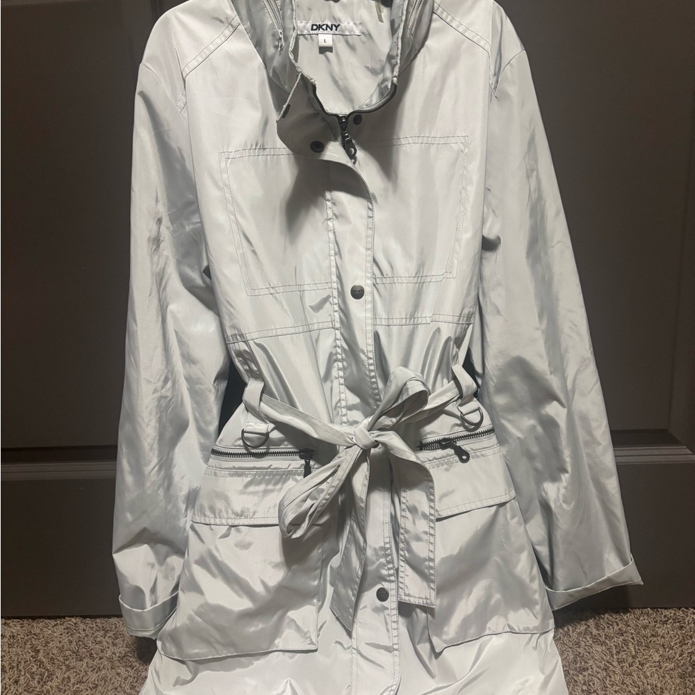 DKNY Women's Light Gray Trench Coat